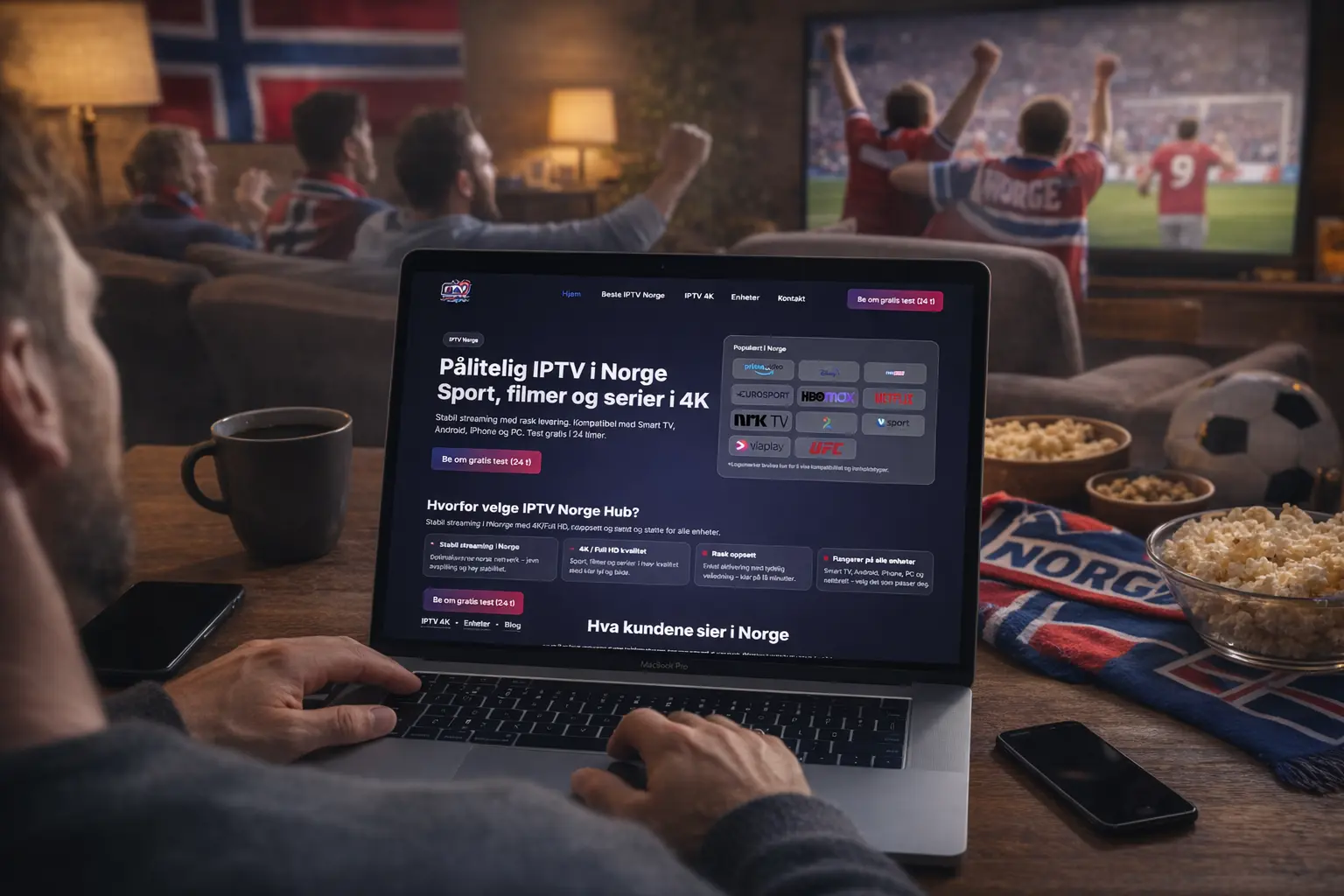 IPTV 4K Norge ultra HD streaming på Smart TV i stua